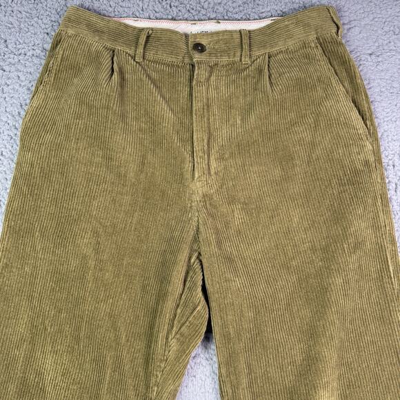 Alex Mill Corduroy Pants Mens 30x27 Green Wide Wale Chino Dress Cuffed - Picture 1 of 9